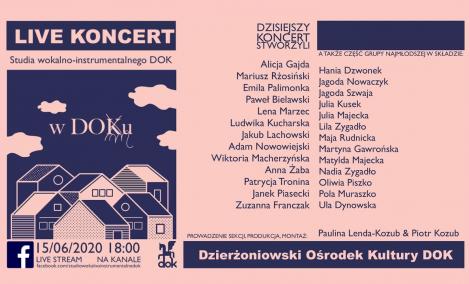 Embedded thumbnail for Live Koncert w DOMu (Studio wokalno-instrumentalne DOK)